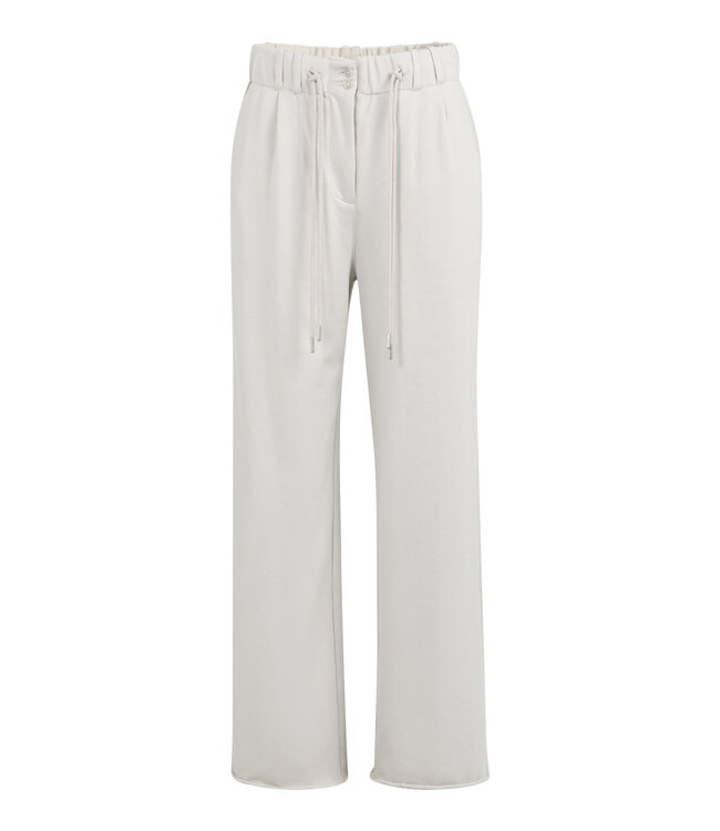 YAYA Jersey wide leg trousers with pleats and drawcord at waist - TEMPLE GRAY