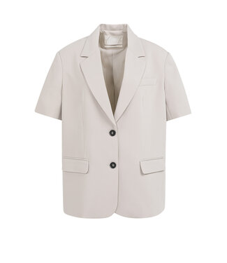 YAYA Oversized blazer with short sleeves and lapel collar - MAUVE PURPLE