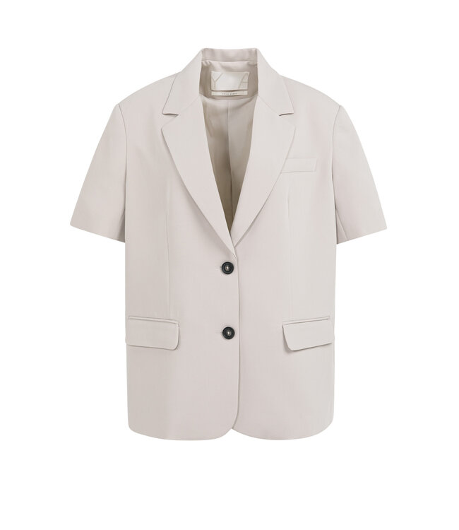 YAYA Oversized blazer with short sleeves and lapel collar - MAUVE PURPLE