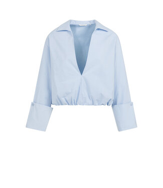 YAYA Balloon blouse with deep V-neck - ICE BLUE
