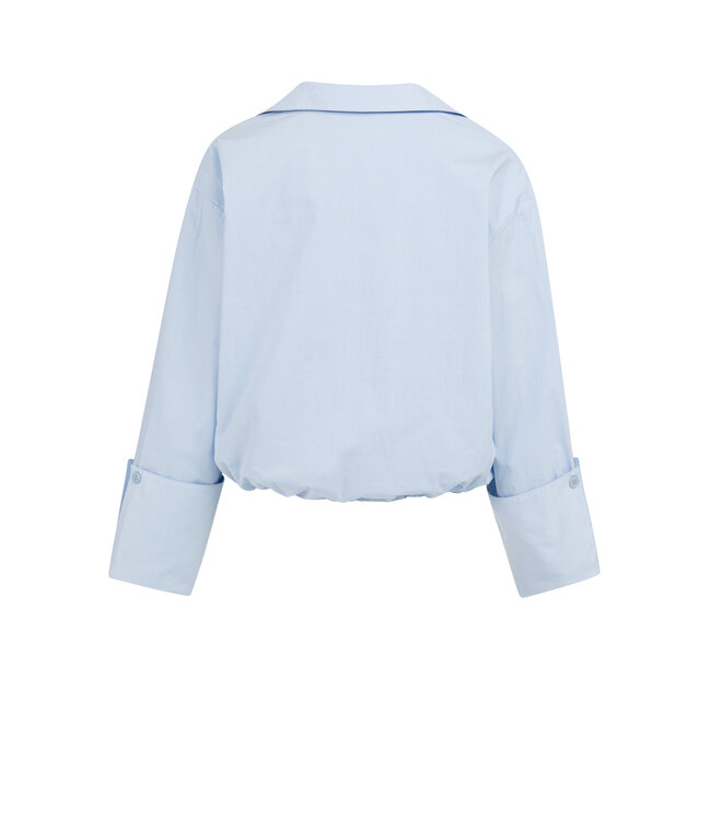 YAYA Balloon blouse with deep V-neck - ICE BLUE