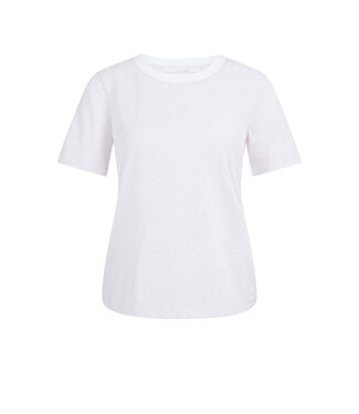 YAYA Melange T-shirt with contrasting ribbed trim - GRAY LILAC MELANGE