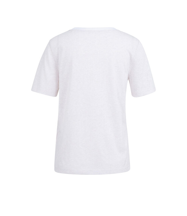 YAYA Melange T-shirt with contrasting ribbed trim - GRAY LILAC MELANGE