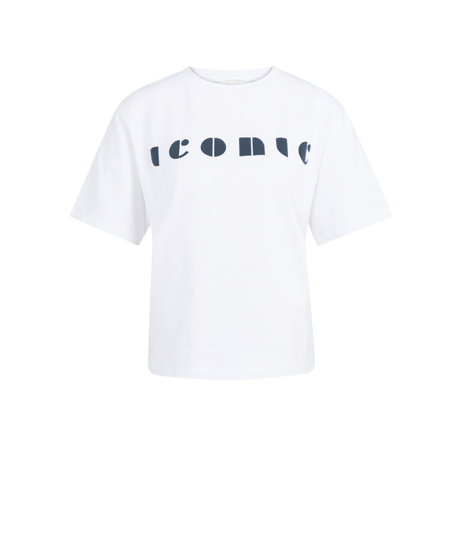 YAYA Boyfriend T-shirt with artwork print - PURE WHITE DESSIN