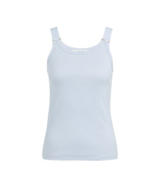YAYA Ribbed singlet with ring details on the shoulder straps - ICE BLUE