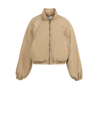 YAYA Short oversized jacket with pleated details - TAN BROWN