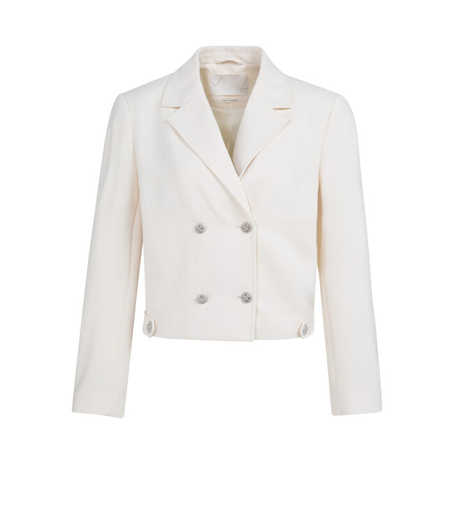 YAYA Short double-breasted blazer jacket - ECRU