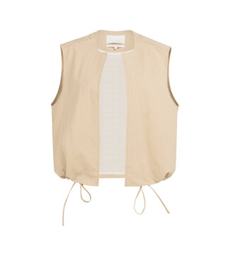 YAYA Sleeveless summer jacket with drawstrings - DESERT BEIGE