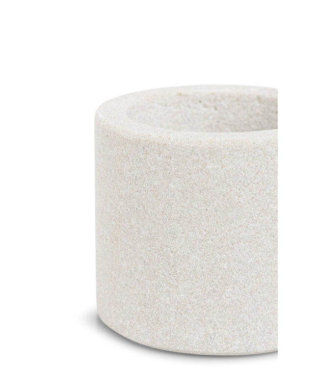 YAYA Cylindrical sandstone candle holder - 5x6 cm - NATURAL
