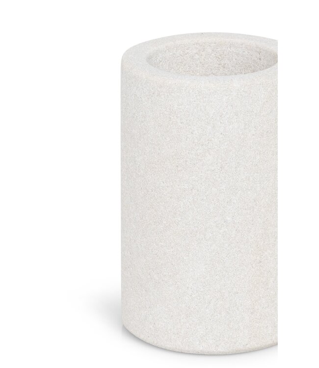 YAYA Cylindrical sandstone candle holder - 8x5.2 cm - NATURAL