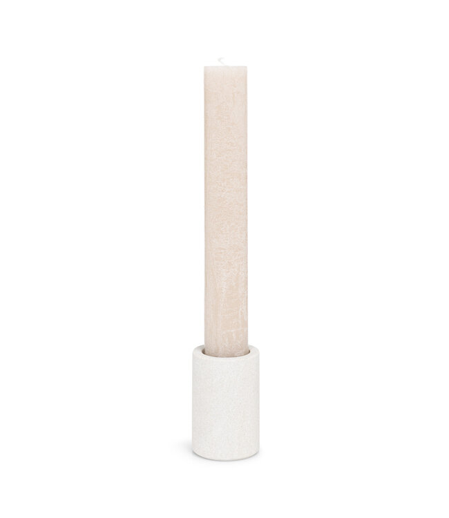YAYA Cylindrical sandstone candle holder - 8x5.2 cm - NATURAL