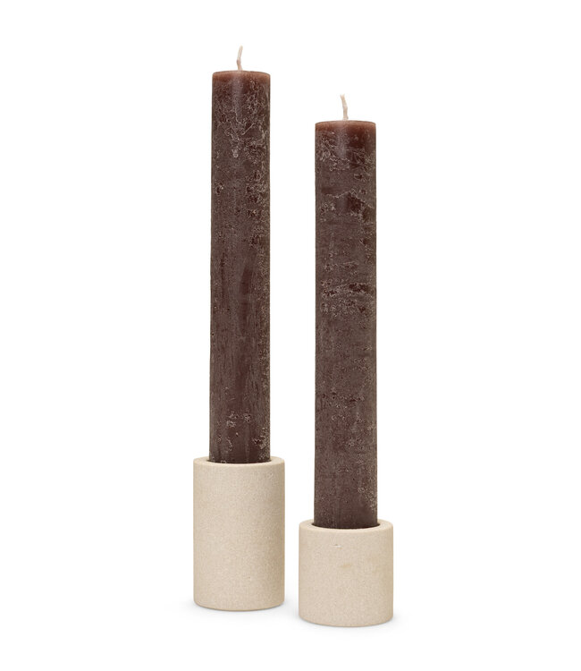 YAYA Set of 2 rustic dinner candles - BROWN