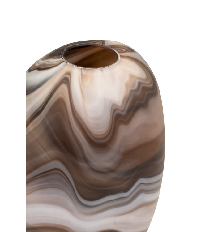 YAYA Glass vase with marble look - BROWN