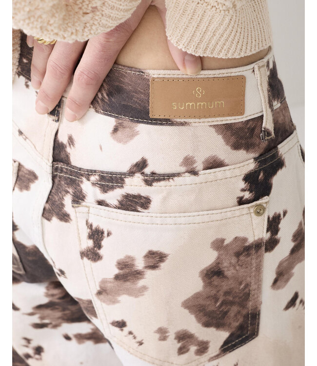 Summum Woman Baggy straight pant Cow printed twill
