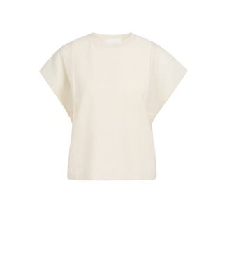 YAYA Sweater with transparent short sleeves - CREME BEIGE