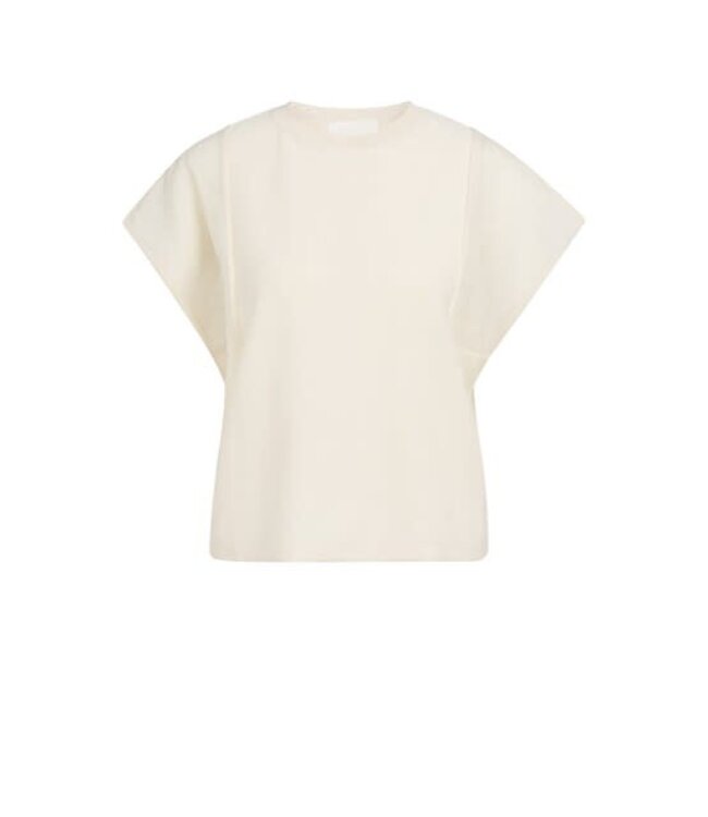 YAYA Sweater with transparent short sleeves - CREME BEIGE