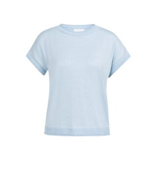 YAYA Knitted sweater with rolled edges - LIGHT BLUE MELANGE