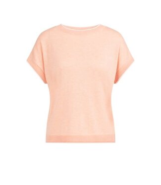 YAYA Knitted sweater with rolled edges - PEACH PALAZZO ORANGE MELANGE