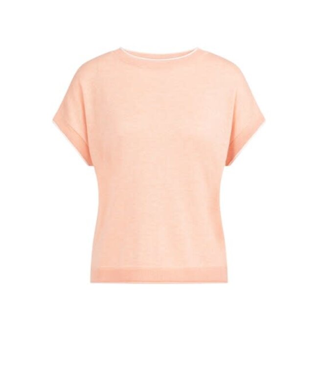 YAYA Knitted sweater with rolled edges - PEACH PALAZZO ORANGE MELANGE