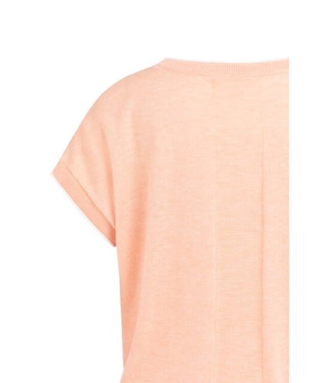 YAYA Knitted sweater with rolled edges - PEACH PALAZZO ORANGE MELANGE