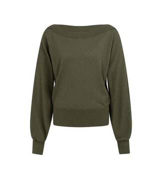 YAYA Batwing towel knit sweater - ARMY GREEN