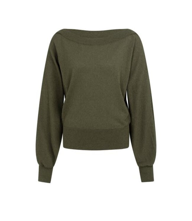 YAYA Batwing towel knit sweater - ARMY GREEN