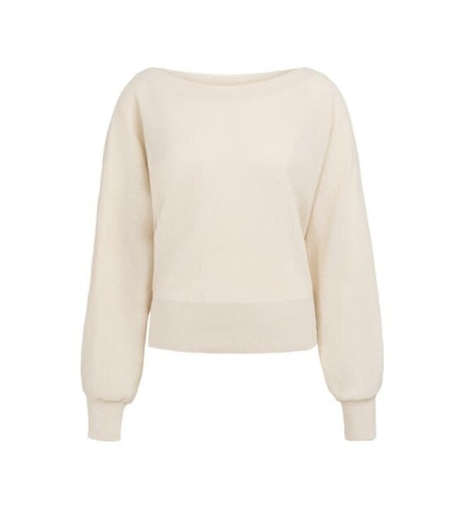 YAYA Batwing towel knit sweater - CREME BEIGE