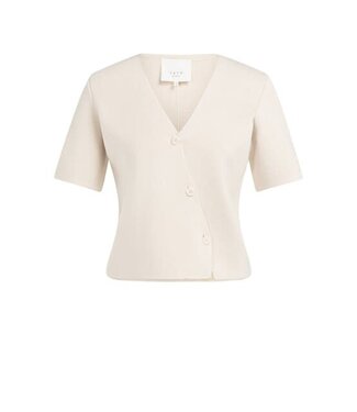 YAYA Clean knitted gilet with slanted opening ss - CREME BEIGE