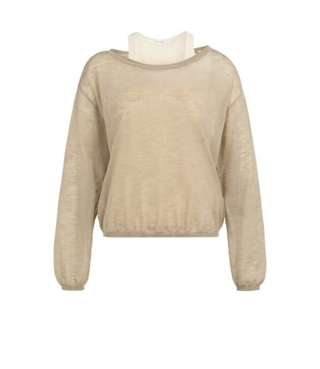 YAYA Twinset sweater with singlet - CROCKERY BROWN