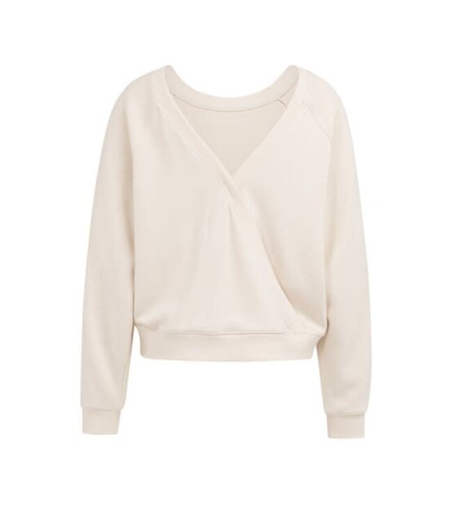 YAYA Sweatshirt with wrap detail at backside - CREME BEIGE