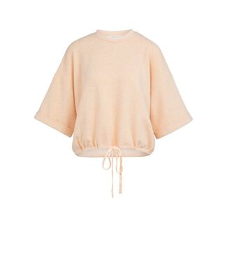 YAYA Short sleeve sweatshirt with roll-up and drawcord - AMBERLIGHT ORANGE MELANGE