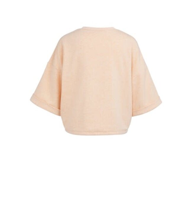 YAYA Short sleeve sweatshirt with roll-up and drawcord - AMBERLIGHT ORANGE MELANGE