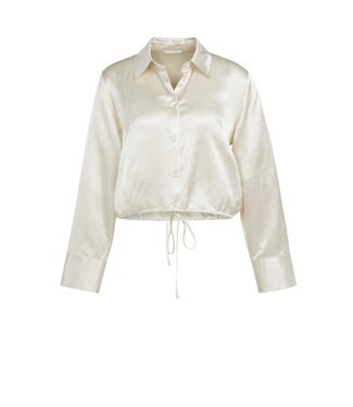 YAYA Crinkle blouse with drawstring - CREME BEIGE