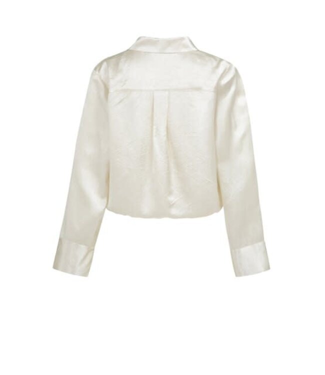 YAYA Crinkle blouse with drawstring - CREME BEIGE