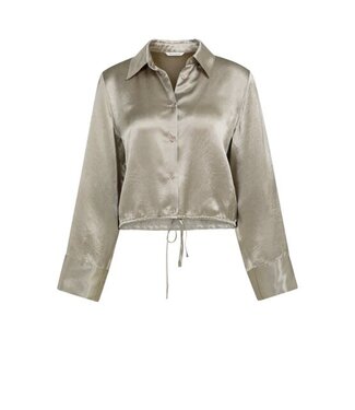 YAYA Crinkle blouse with drawstring - CROCKERY BROWN