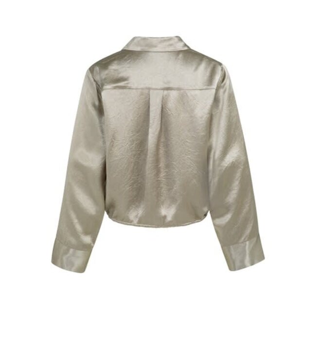 YAYA Crinkle blouse with drawstring - CROCKERY BROWN