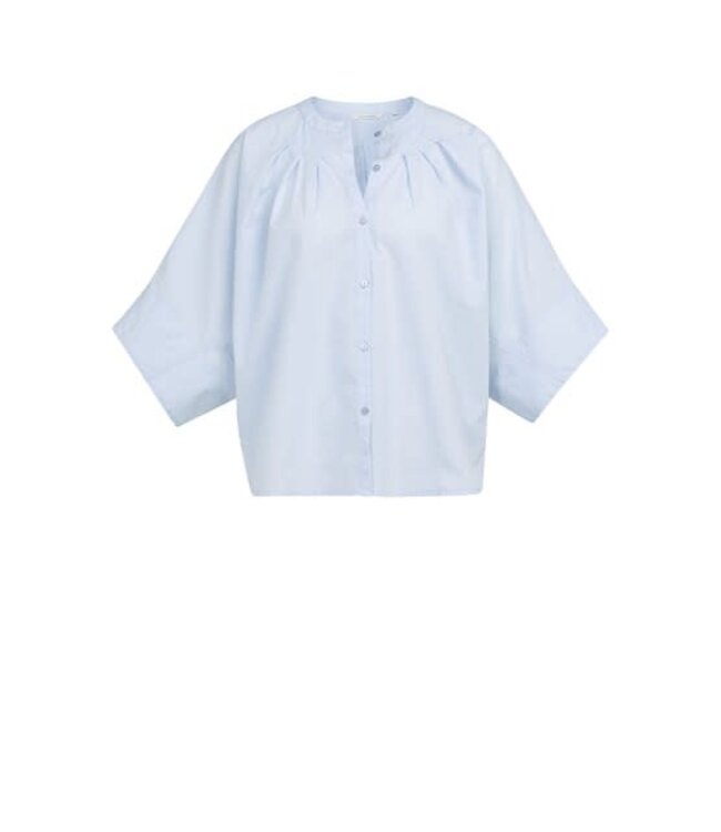 YAYA Batwing blouse with back pleats - LIGHT BLUE