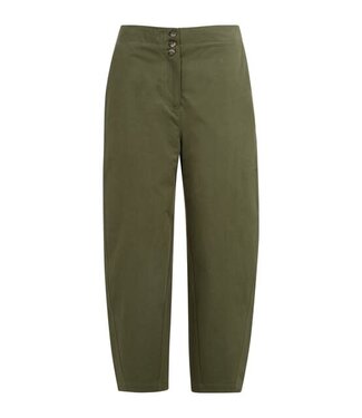 YAYA High waist barrel leg trousers with button detail - ARMY GREEN