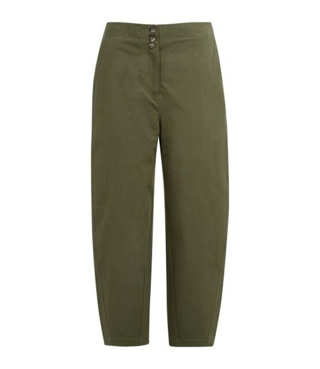 YAYA High waist barrel leg trousers with button detail - ARMY GREEN