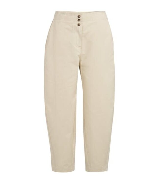 YAYA High waist barrel leg trousers with button detail - WARM DUST SAND