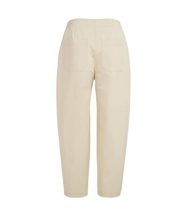 YAYA High waist barrel leg trousers with button detail - WARM DUST SAND