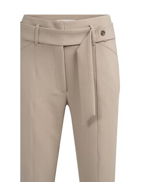 YAYA High waist straight leg trousers with belt and seam details - CROCKERY BROWN
