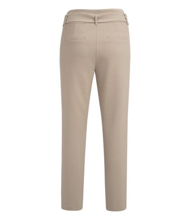 YAYA High waist straight leg trousers with belt and seam details - CROCKERY BROWN