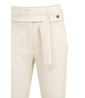 YAYA High waist straight leg trousers with belt and seam details - CREME BEIGE