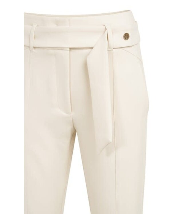 YAYA High waist straight leg trousers with belt and seam details - CREME BEIGE