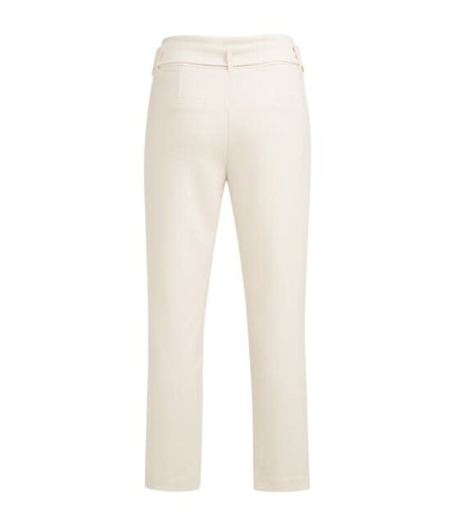 YAYA High waist straight leg trousers with belt and seam details - CREME BEIGE