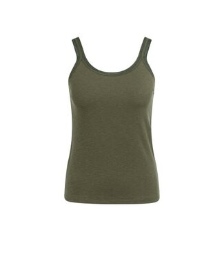 YAYA Singlet with mesh edge - ARMY GREEN