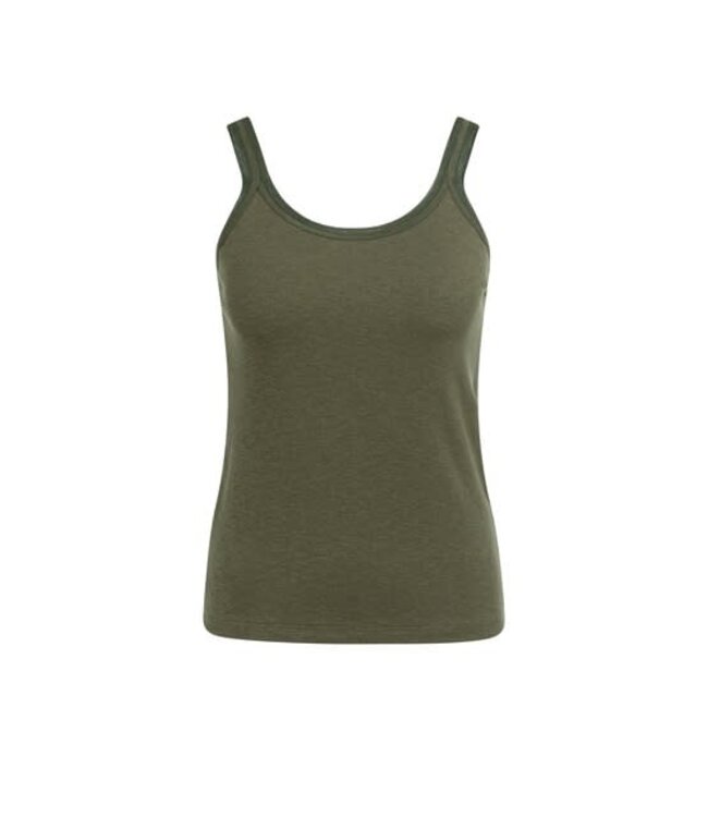 YAYA Singlet with mesh edge - ARMY GREEN