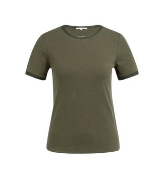 YAYA T-shirt with mesh edge - ARMY GREEN