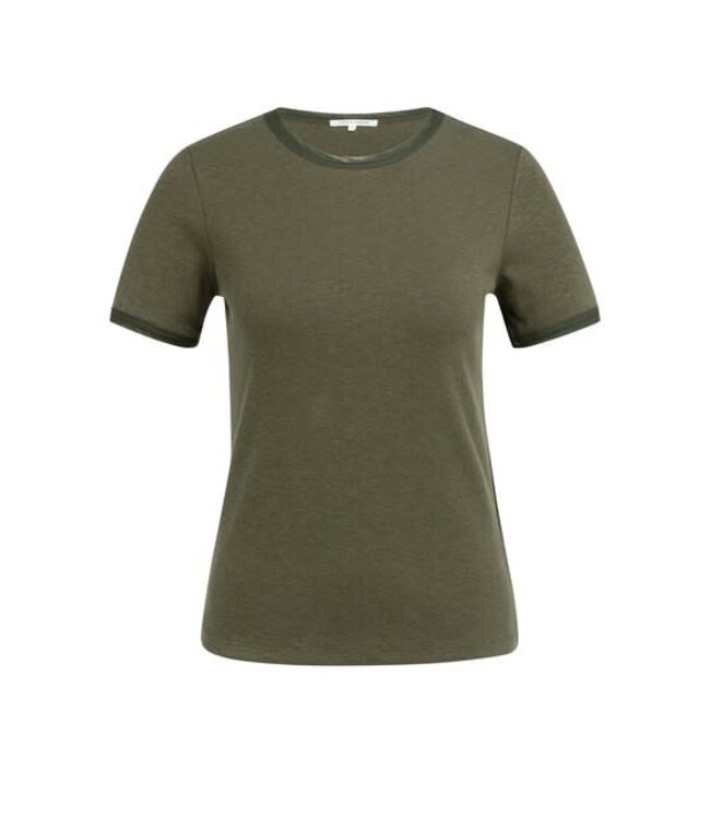 YAYA T-shirt with mesh edge - ARMY GREEN